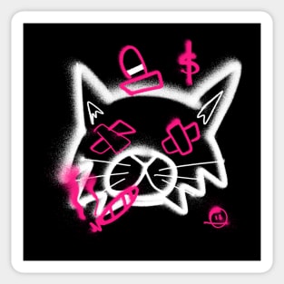 Graffiti Cat Street Wear Pink Mood Signs Monday Mood Cat with Plasters Sticker